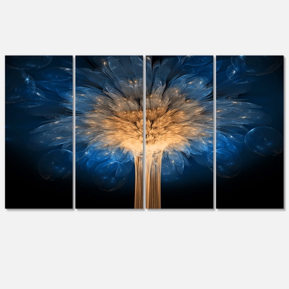 Designart 'Fractal 3D Blue Dragon Flower ' Abstract Canvas Art Print