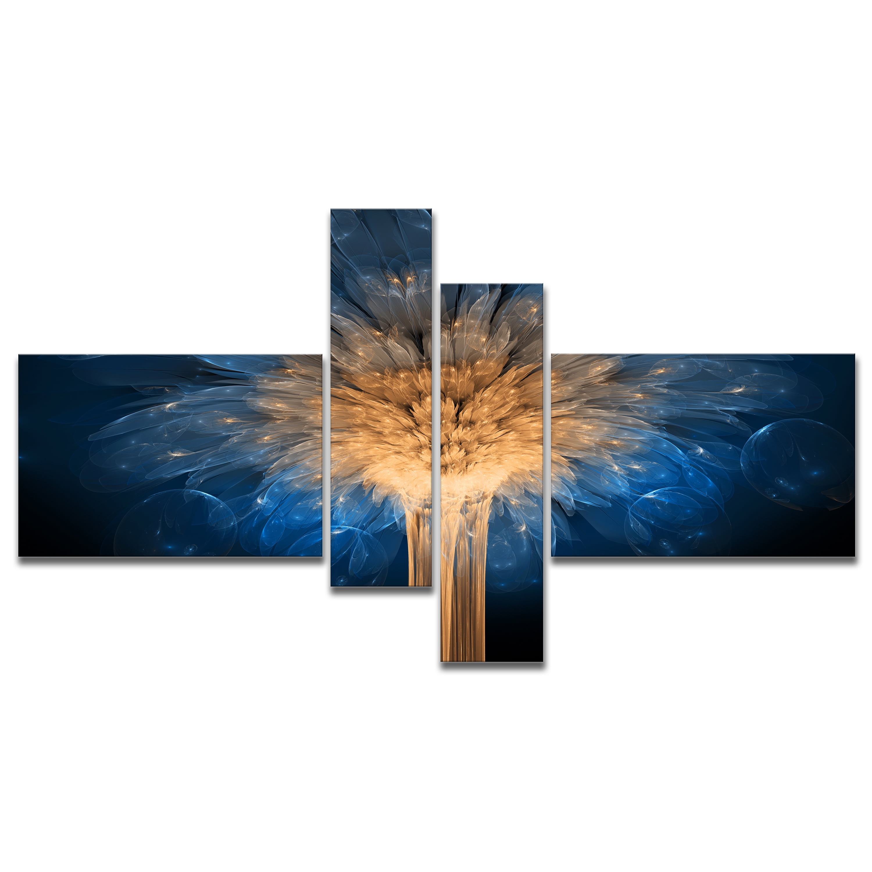 Designart 'Fractal 3D Blue Dragon Flower ' Abstract Canvas Art Print