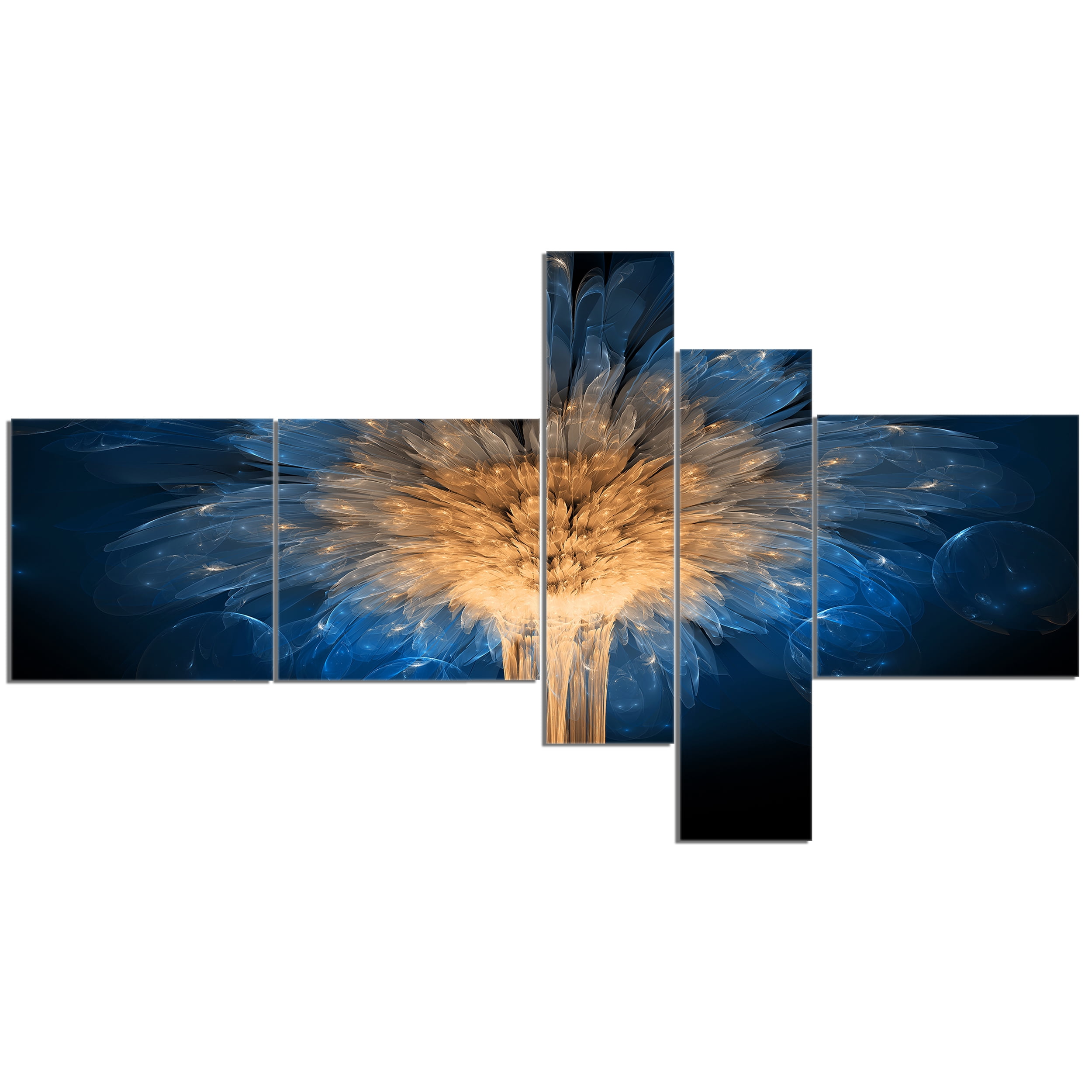 Designart 'Fractal 3D Blue Dragon Flower ' Abstract Canvas Art Print