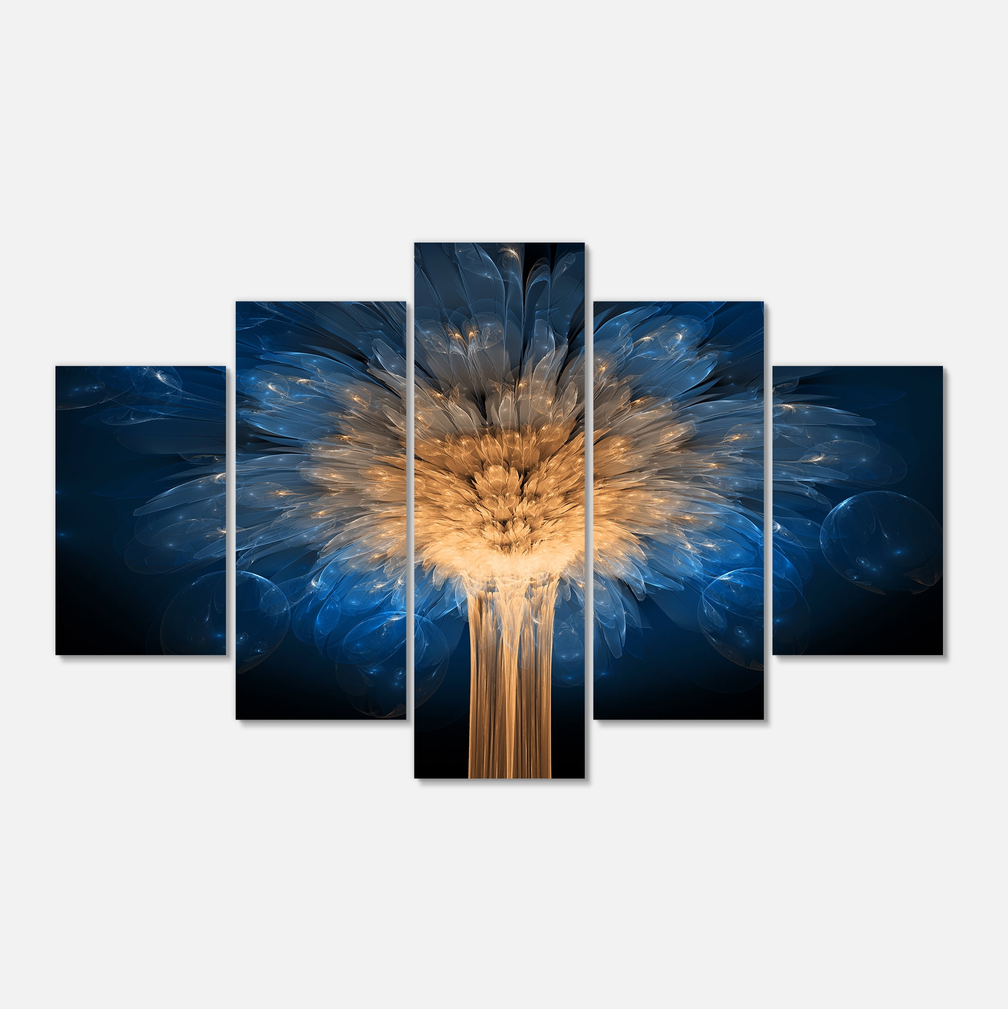 Designart 'Fractal 3D Blue Dragon Flower ' Contemporary Canvas Art Print