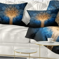 Designart Fractal 3D Blue Dragon Flower - Contemporary Throw Pillow - 12x20
