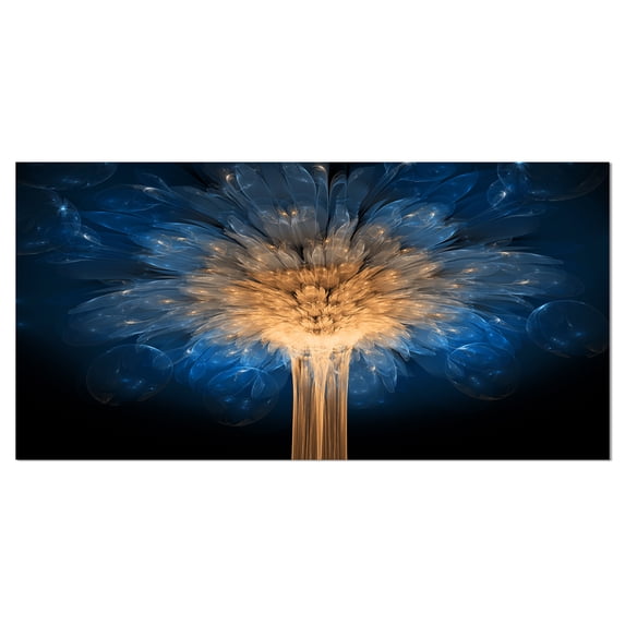 Designart 'Fractal 3D Blue Dragon Flower '