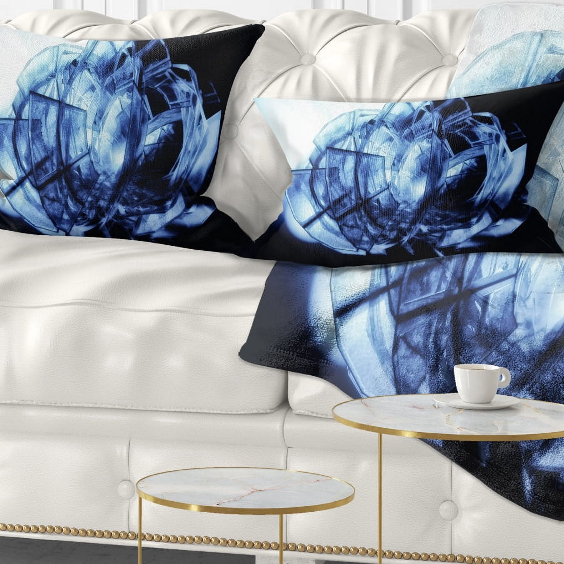 Designart Fractal 3D Blue Glass Pattern - Contemporary Throw Pillow - 12x20