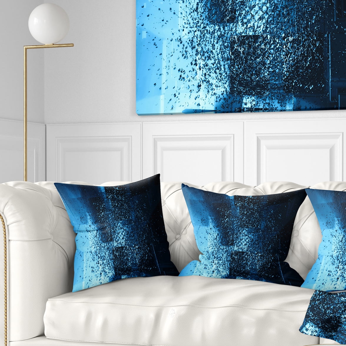 Designart Fractal 3D Blue Paint Splash - Contemporary Throw Pillow - 18x18