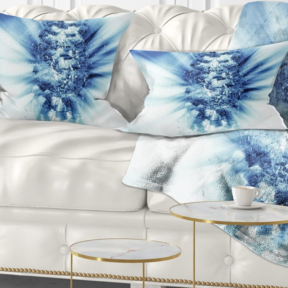 Designart Fractal 3D Blue Splash Burst - Contemporary Throw Pillow - 12x20