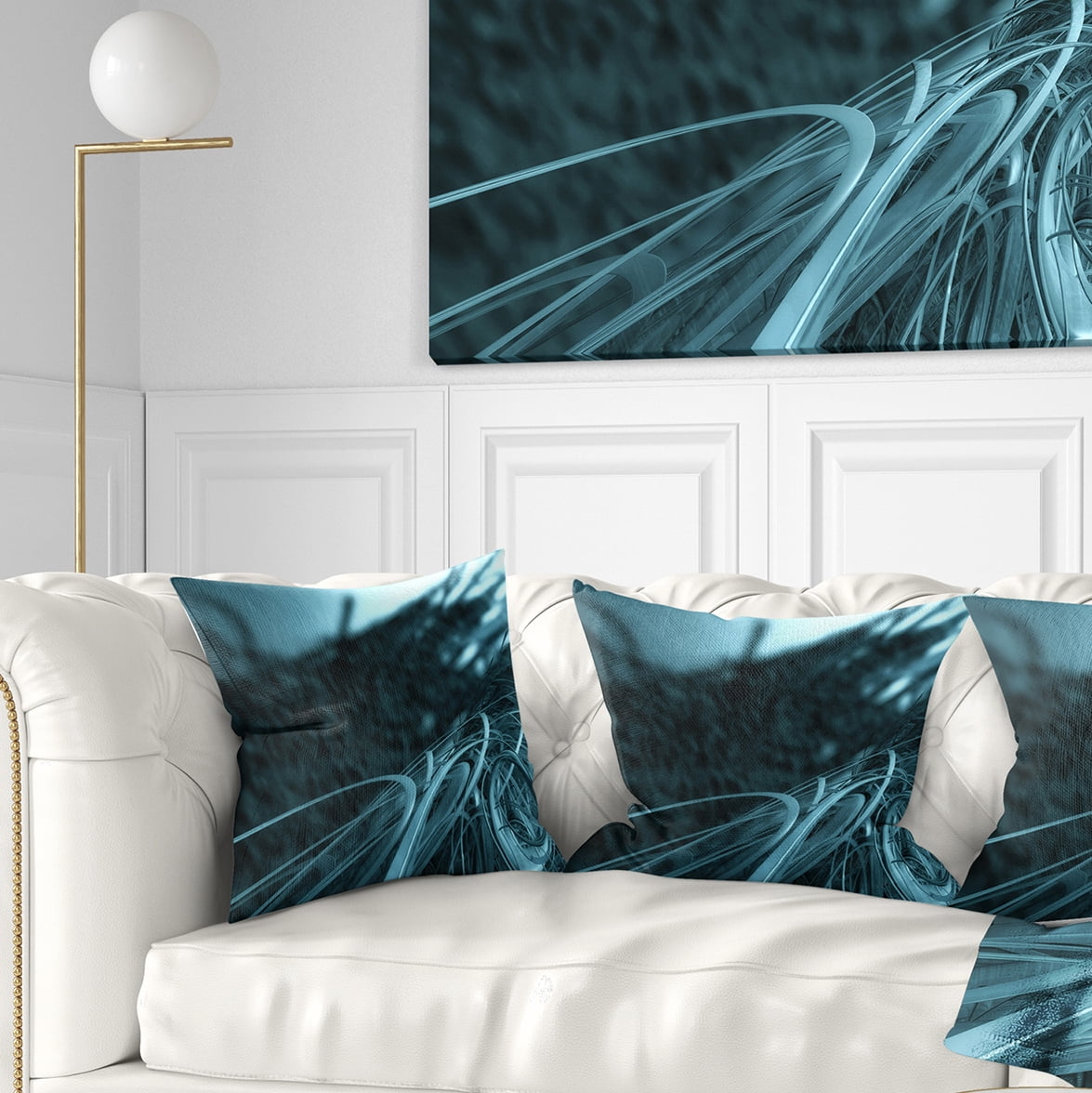 Designart Fractal 3D Bottom Stripes - Contemporary Throw Pillow - 18x18