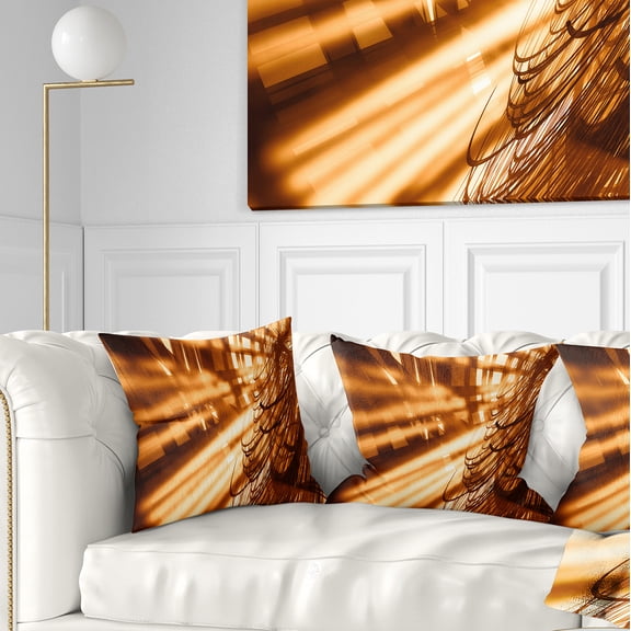 Designart Fractal 3D Brown Bold Tangle - Contemporary Throw Pillow - 16x16