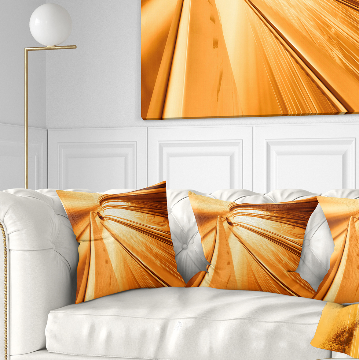 Designart Fractal 3D Brown Stripes - Contemporary Throw Pillow - 16x16