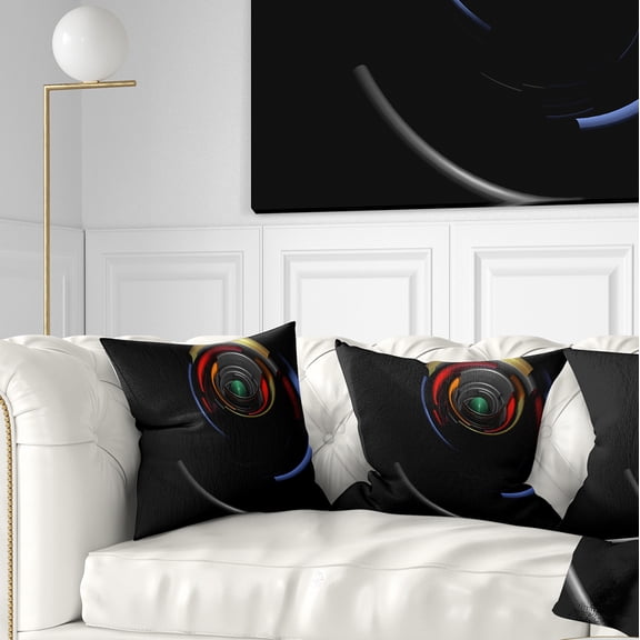 Designart Fractal 3D Circled Stripes - Contemporary Throw Pillow - 16x16