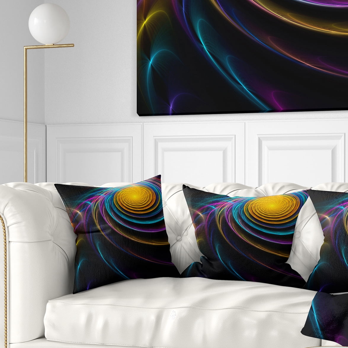 Designart Fractal 3D Colored Bulgy Circles - Abstract Throw Pillow - 18x18
