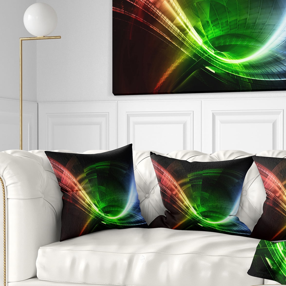 Designart Fractal 3D Colorful Tunnel - Contemporary Throw Pillow - 16x16