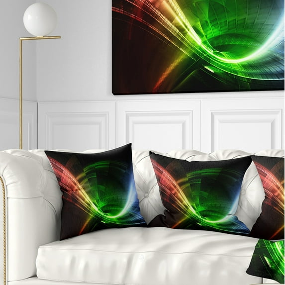 Designart Fractal 3D Colorful Tunnel - Contemporary Throw Pillow - 16x16