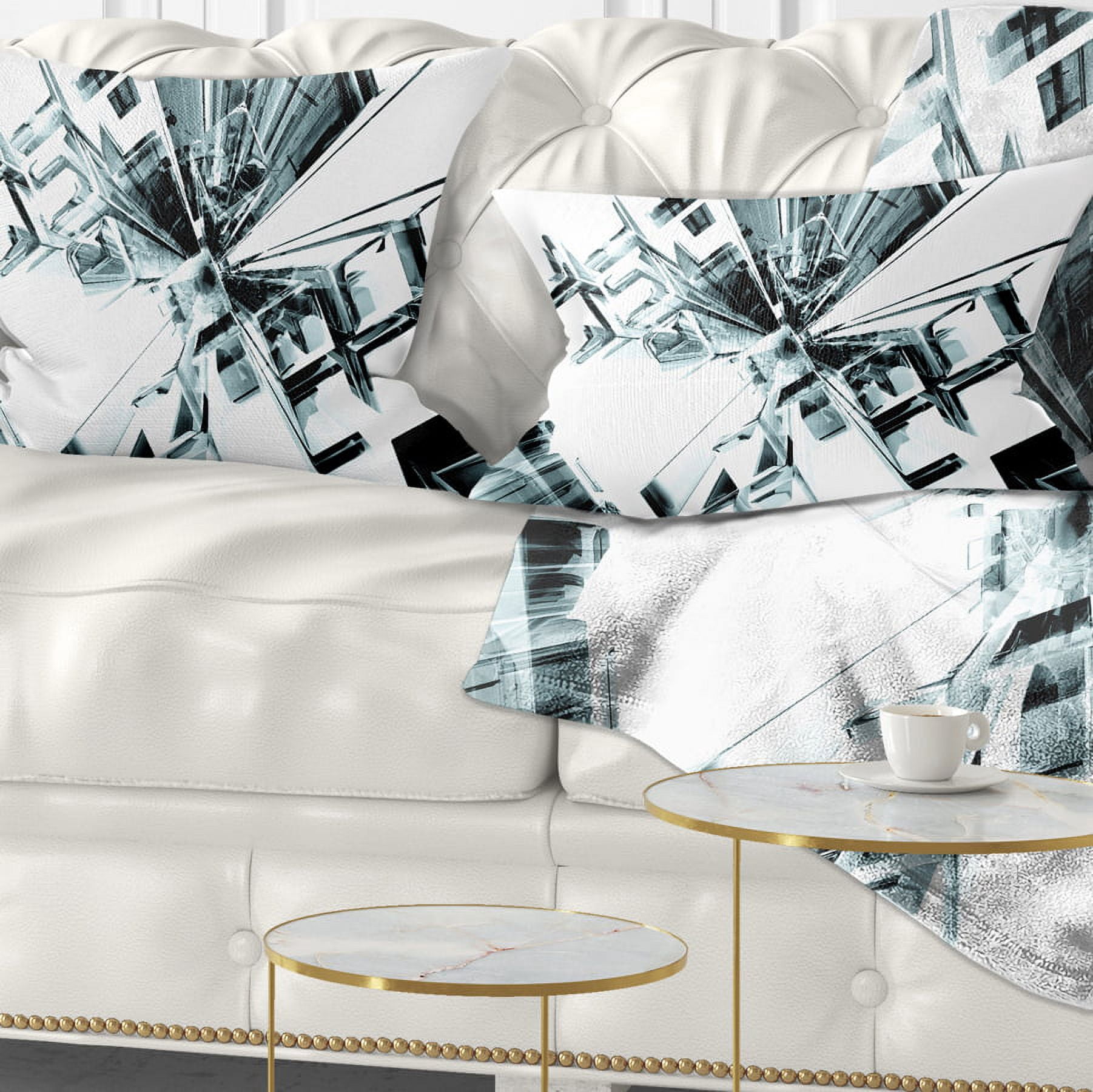 Designart Fractal 3D Cubes Everywhere - Contemporary Throw Pillow - 12x20