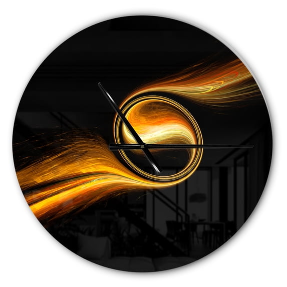 Designart 'Fractal 3D Dancing Yellow Design ' Modern wall clock
