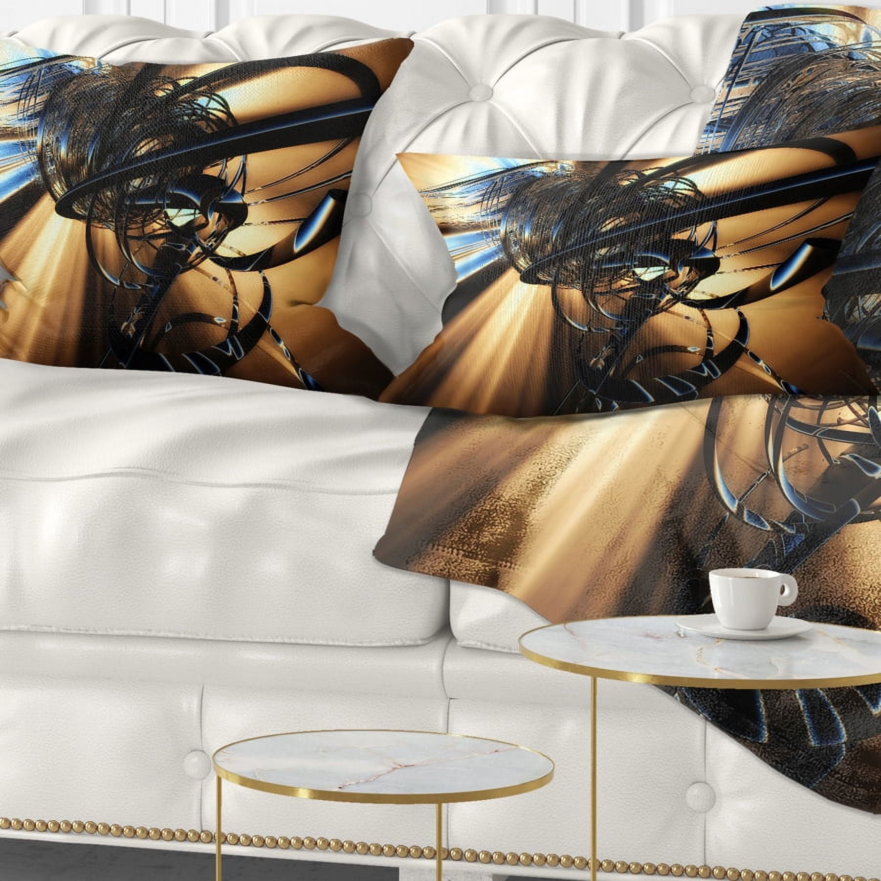 Designart Fractal 3D Dark Brown Tangle - Contemporary Throw Pillow - 12x20