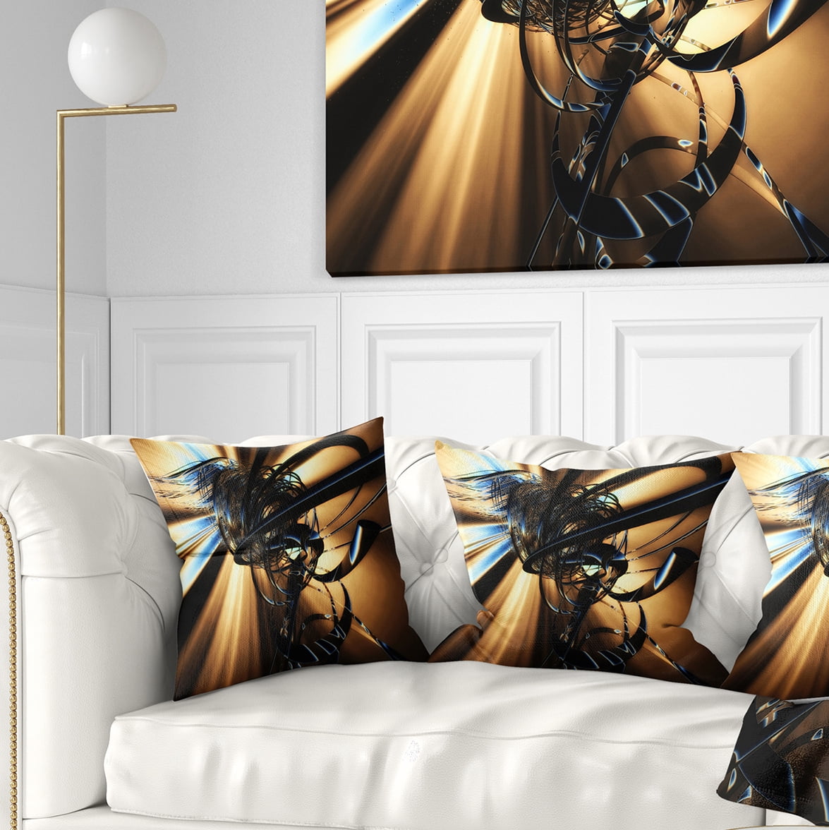 Designart Fractal 3D Dark Brown Tangle - Contemporary Throw Pillow - 18x18