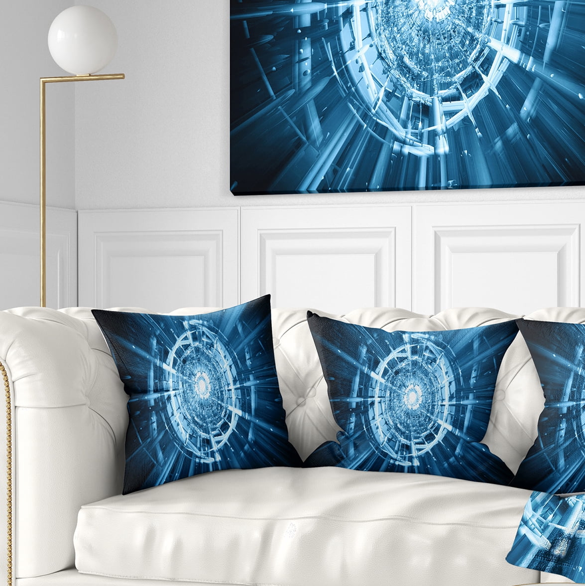 Designart Fractal 3D Deep Blue Spiral - Contemporary Throw Pillow - 18x18