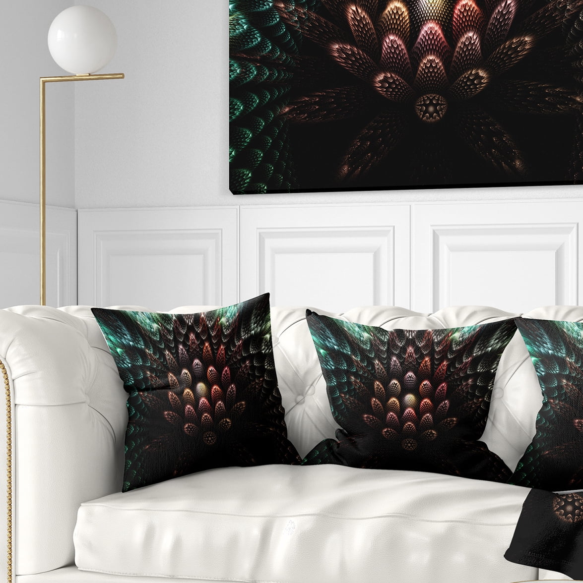Designart Fractal 3D Flower Fantasy - Contemporary Throw Pillow - 16x16