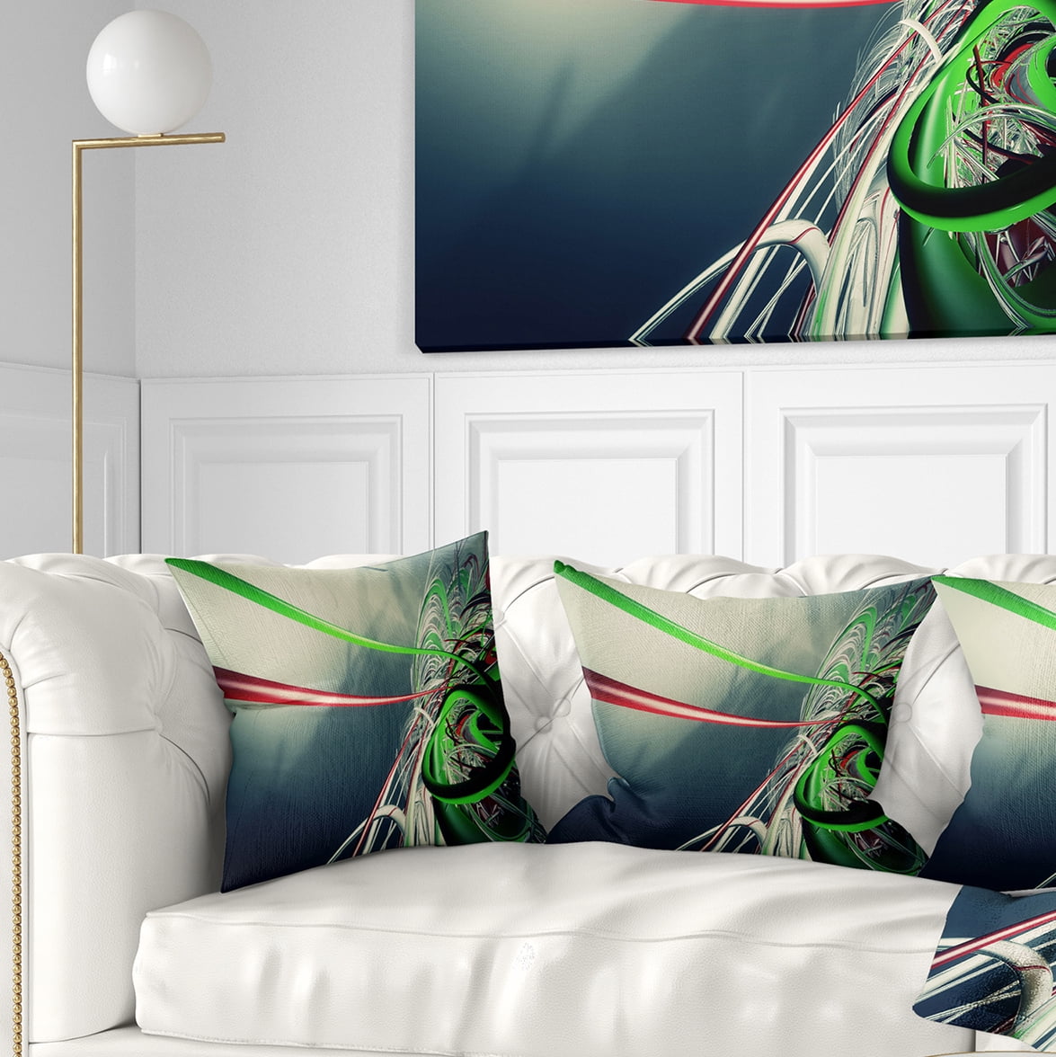 Designart Fractal 3D Green Stripes - Contemporary Throw Pillow - 16x16