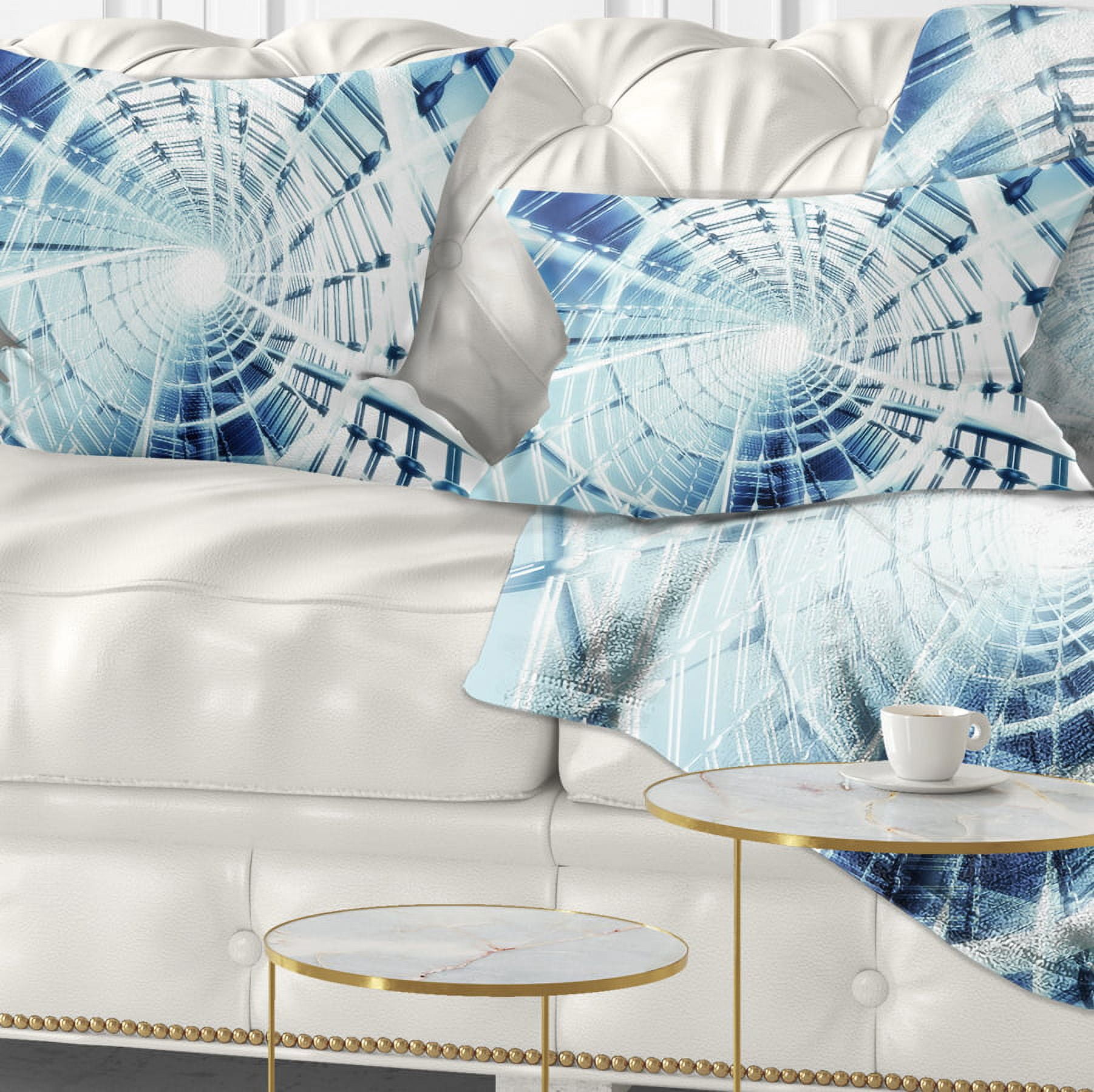 Designart Fractal 3D Network Spiral - Contemporary Throw Pillow - 12x20