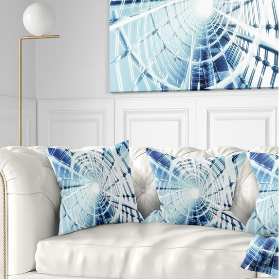 Designart Fractal 3D Network Spiral - Contemporary Throw Pillow - 16x16