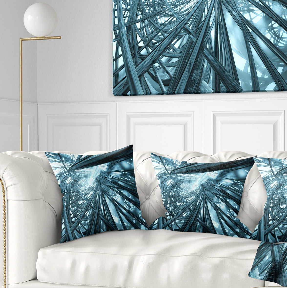 Designart Fractal 3D Stripes Everywhere - Contemporary Throw Pillow - 16x16