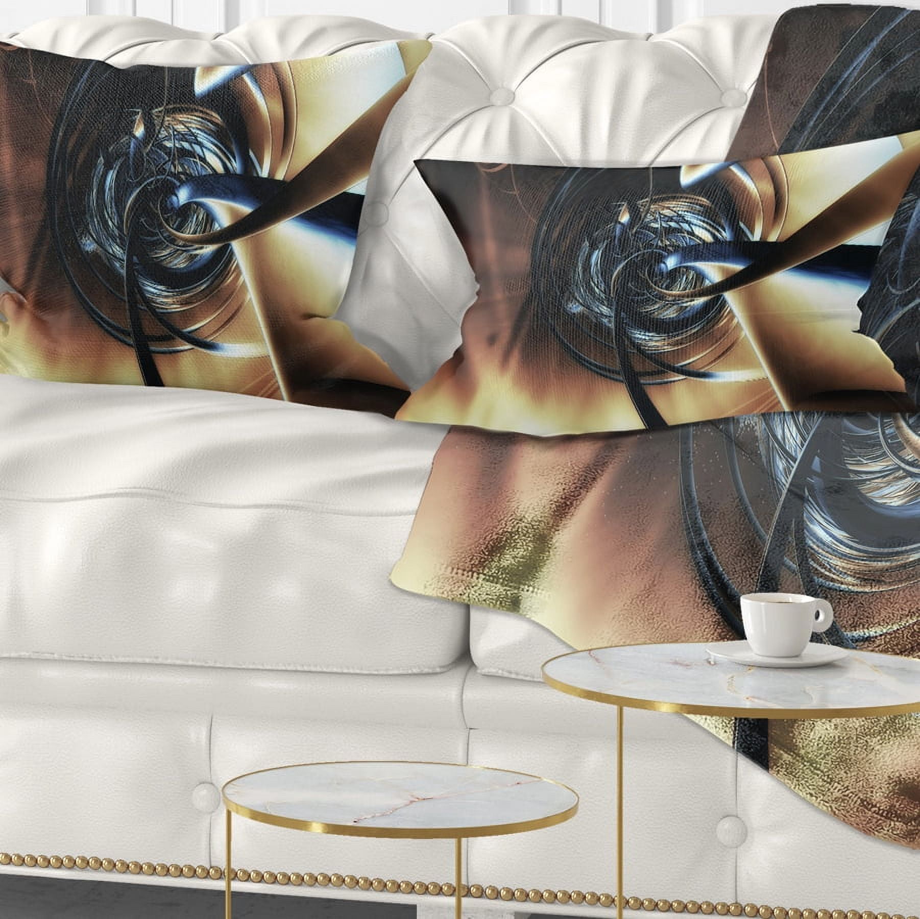 Designart Fractal 3D Tangled Center - Contemporary Throw Pillow - 12x20