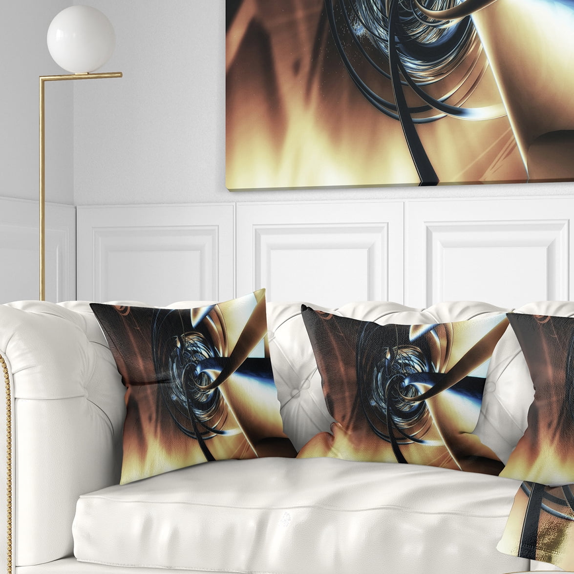 Designart Fractal 3D Tangled Center - Contemporary Throw Pillow - 18x18