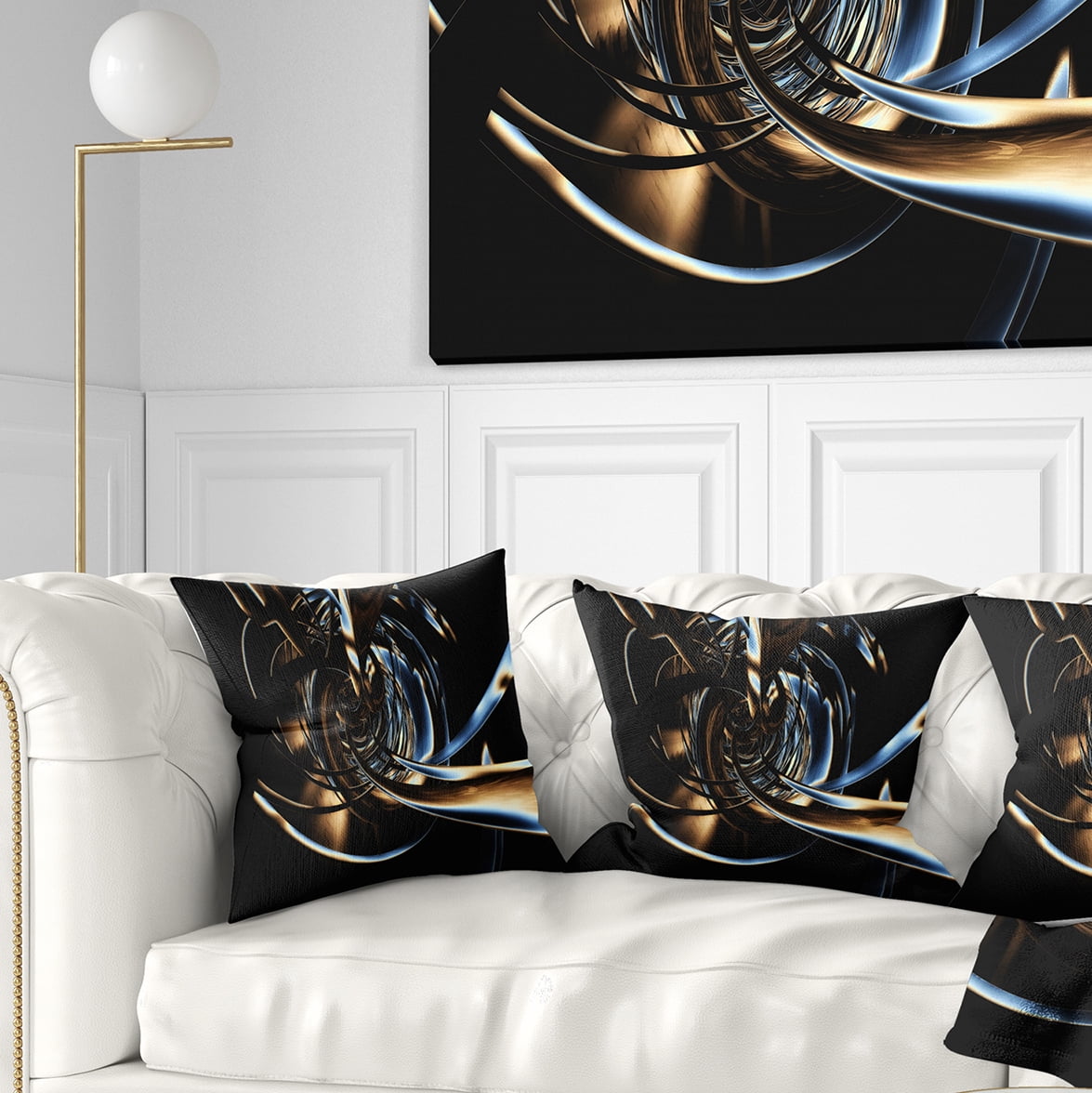 Designart Fractal 3D Tangled Stripes - Contemporary Throw Pillow - 18x18