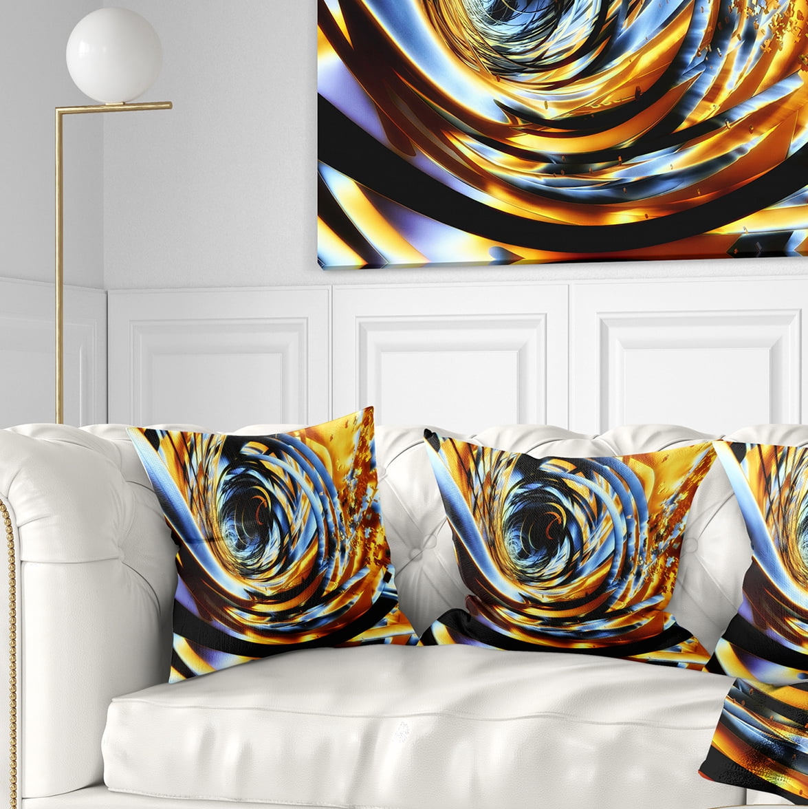 Designart Fractal 3D Whirlwind Stripes - Contemporary Throw Pillow - 16x16