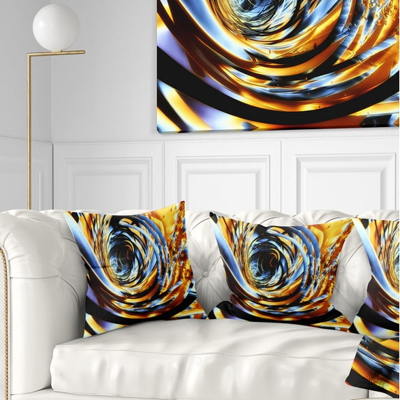 Designart Fractal 3D Whirlwind Stripes - Contemporary Throw Pillow - 16x16