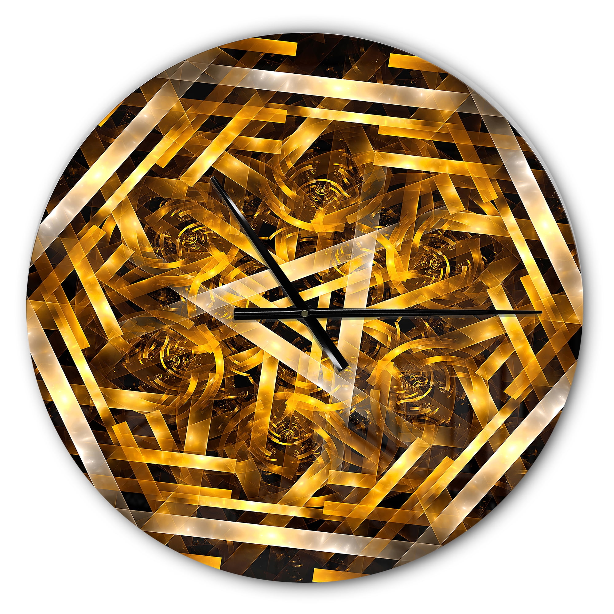 Designart 'Fractal 3D Yellowish Hexagon ' Modern wall clock
