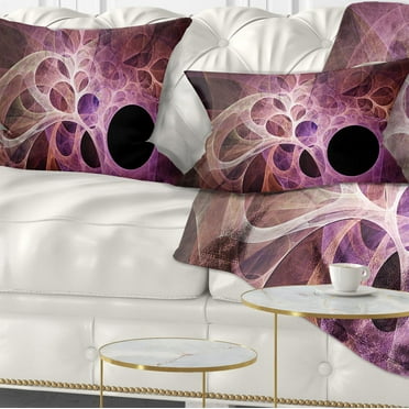 Designart Fractal Angel Wings in Pink - Abstract Throw Pillow - 12x20