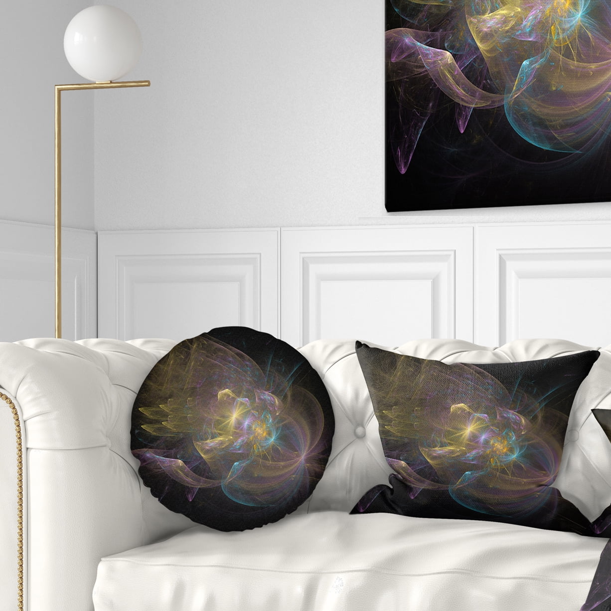 Designart Fractal Background Bright Glare - Abstract Throw Pillow - 12x20