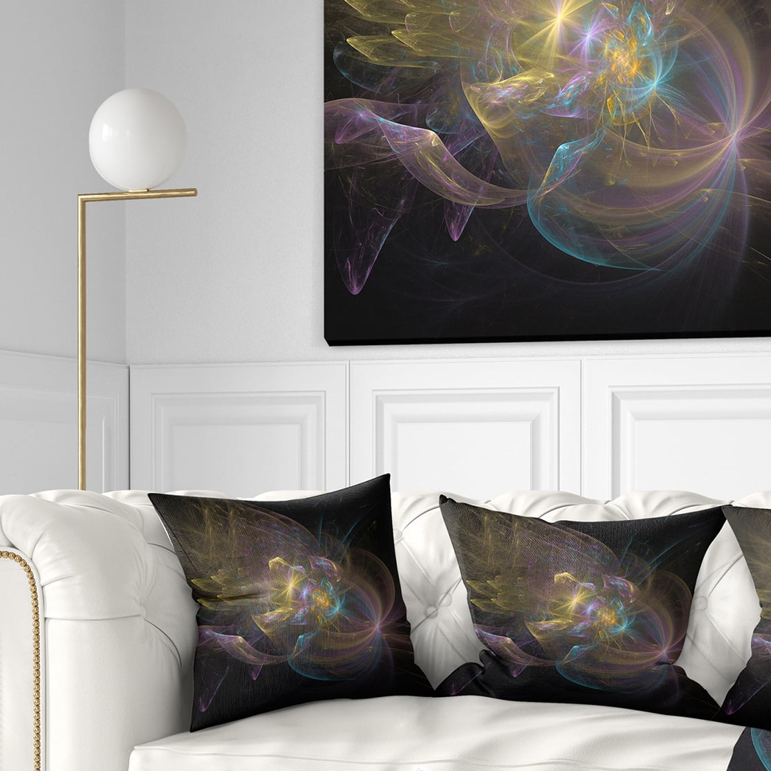 Designart Fractal Background Bright Glare - Abstract Throw Pillow - 18x18