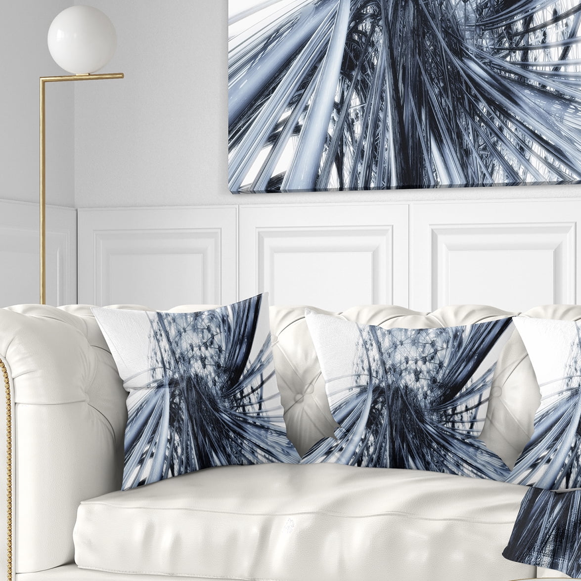 Designart Fractal Black N White Connected Stripes - Throw Pillow - 18x18