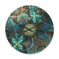 thumbnail image 1 of Designart 'Fractal Blue Flowers Pattern' Modern Wood Wall Clock, 1 of 5