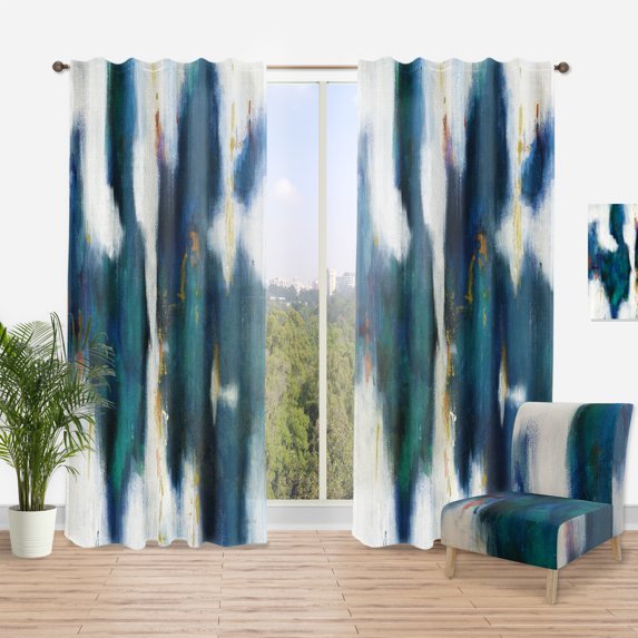 Designart 'Fractal Blue Glam Texture I' Contemporary Curtain Panel