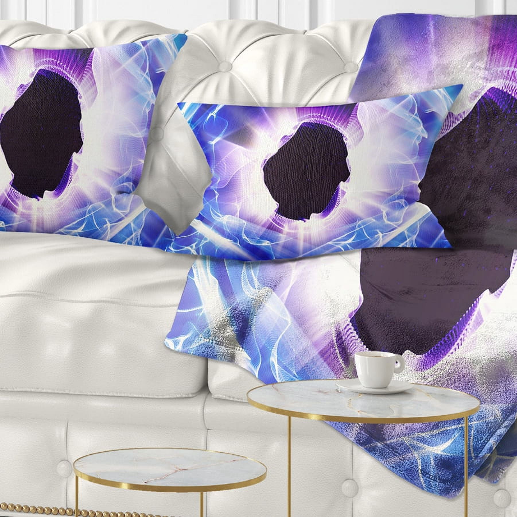 Designart Fractal Blue Light Shine - Abstract Throw Pillow - 12x20