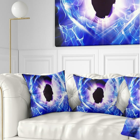Designart Fractal Blue Light Shine - Abstract Throw Pillow - 16x16