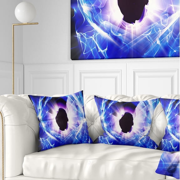 Designart Fractal Blue Light Shine - Abstract Throw Pillow - 16x16