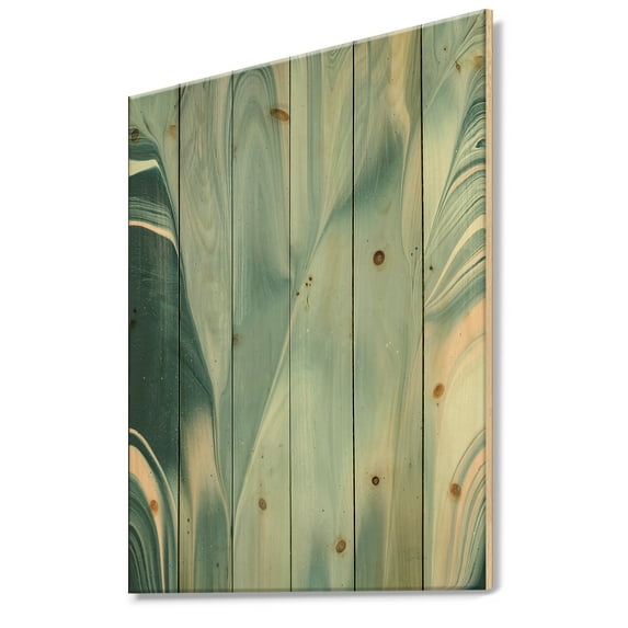 Designart 'Fractal Blue Modern Water I' Modern Transitional Print on Natural Pine Wood