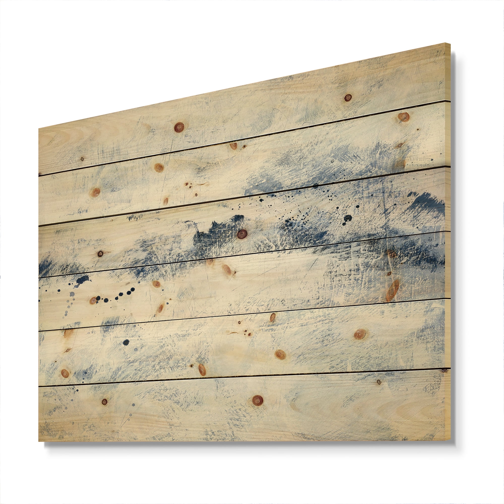 Designart 'Fractal Blue Wipe Out' Traditional Print on Natural Pine Wood