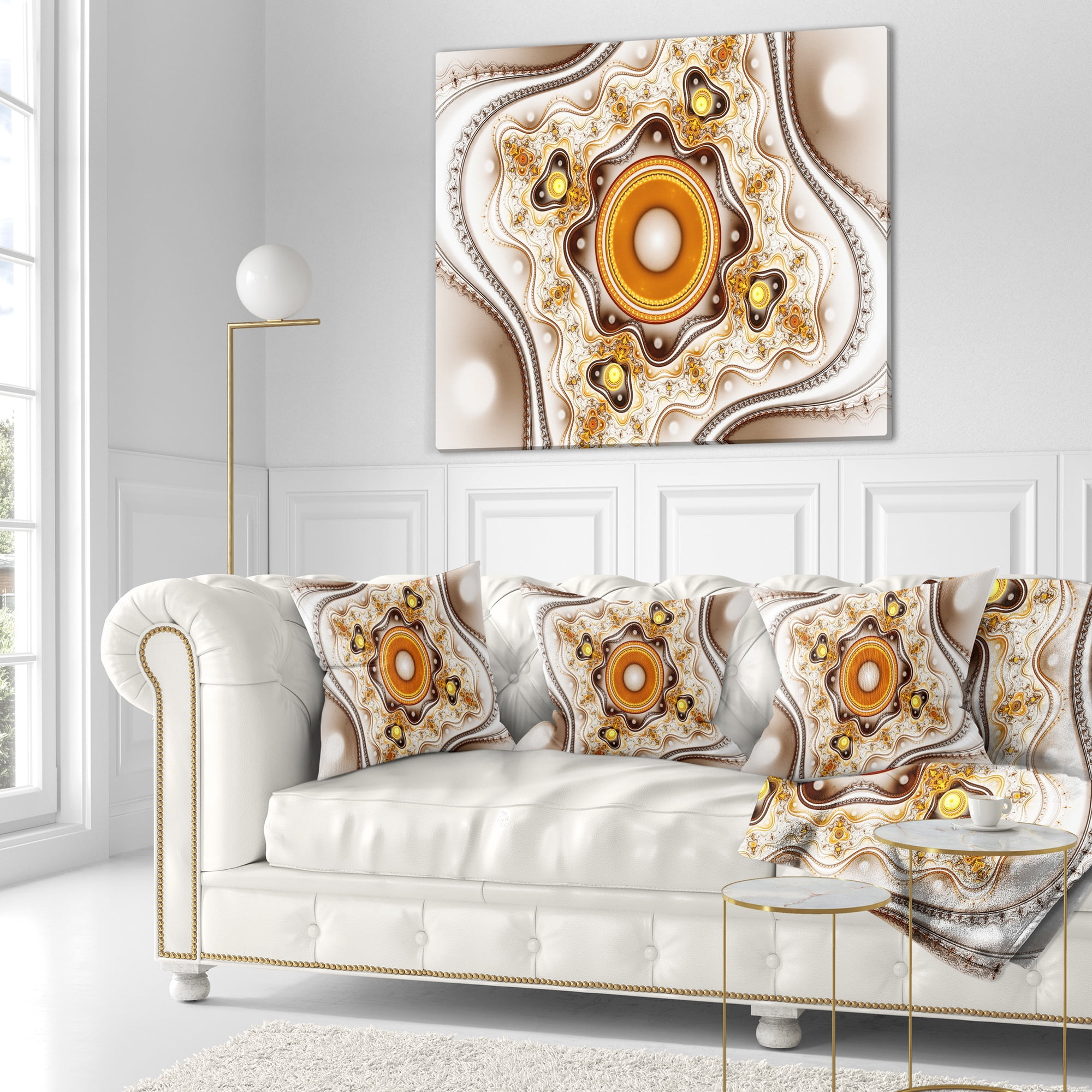 Designart Fractal Circles and Wavy Curves - Abstract Throw Pillow - 16x16