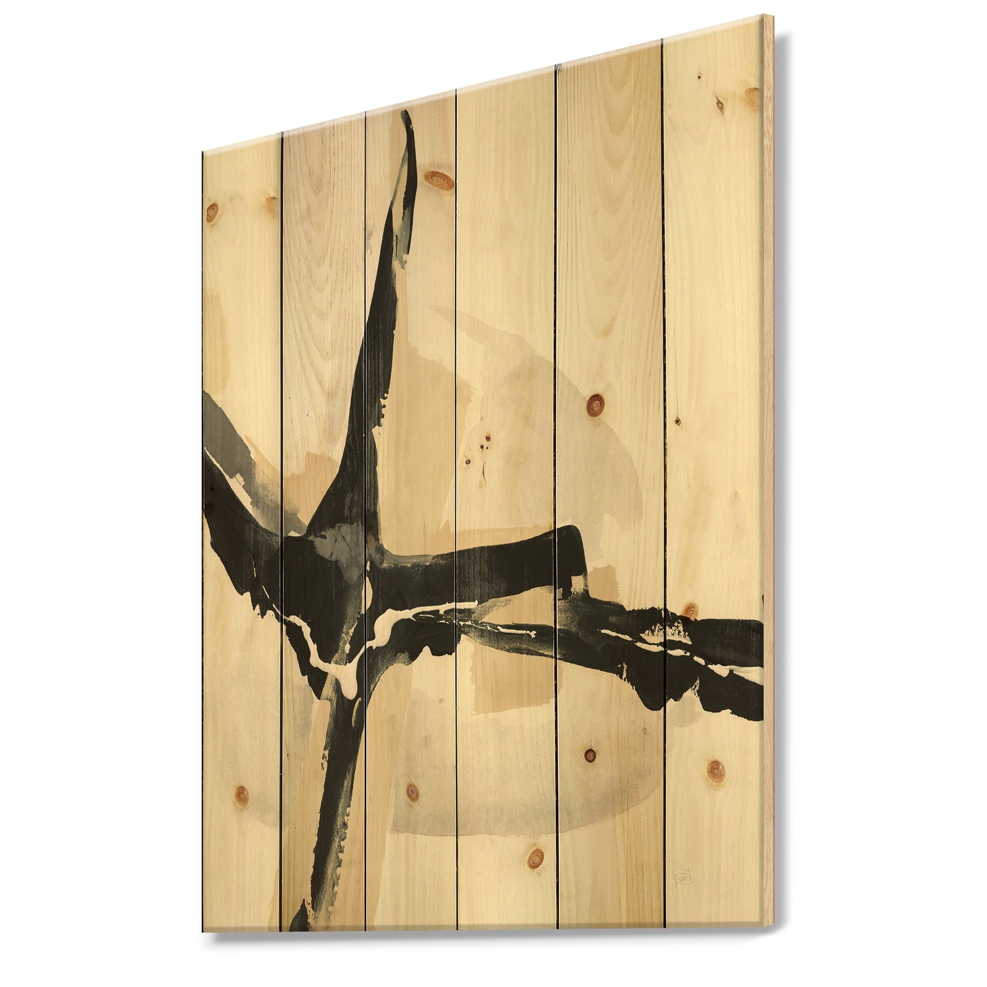 Designart 'Fractal Creamy Tan Form II' Modern Glam Print on Natural Pine Wood