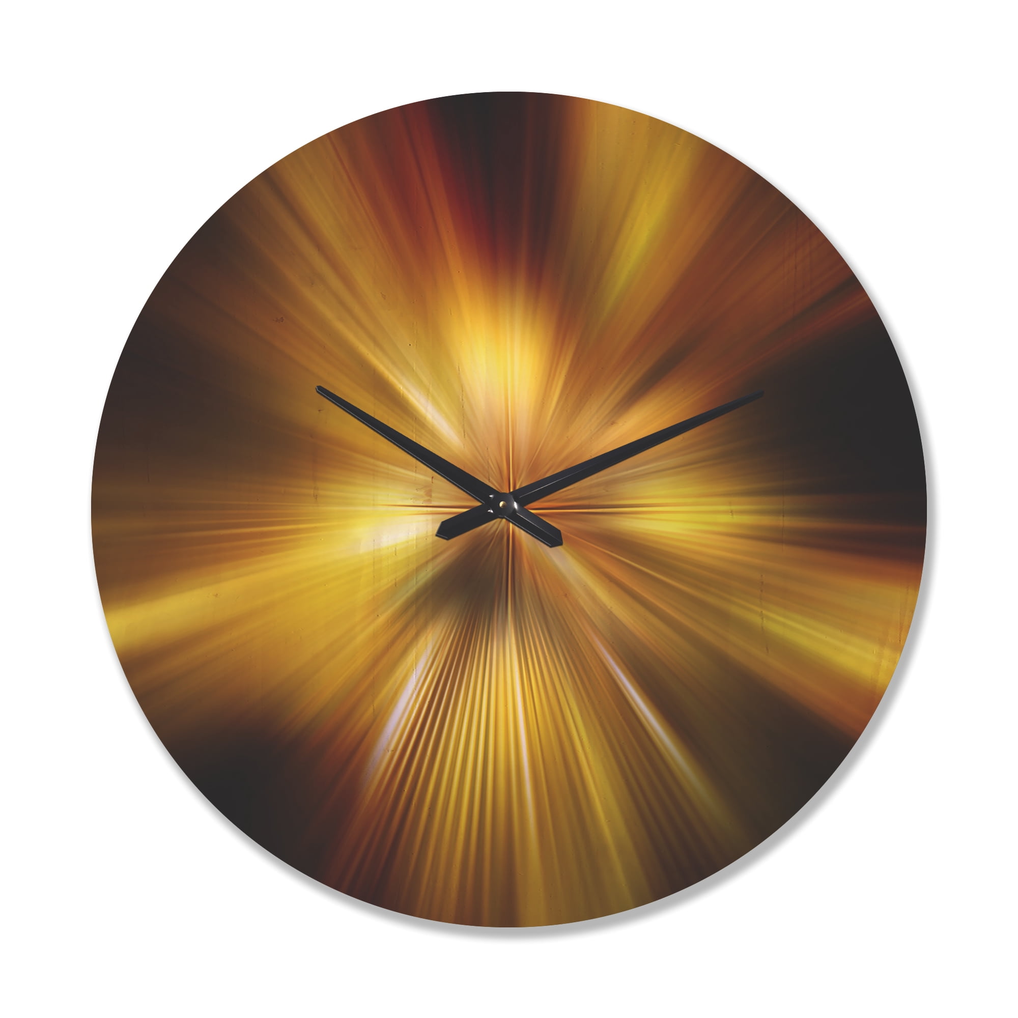 Designart 'Fractal Explosion of Golden Hue ' Modern Wood Wall Clock