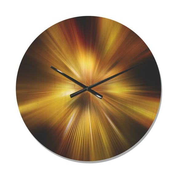 Designart 'Fractal Explosion of Golden Hue ' Modern Wood Wall Clock