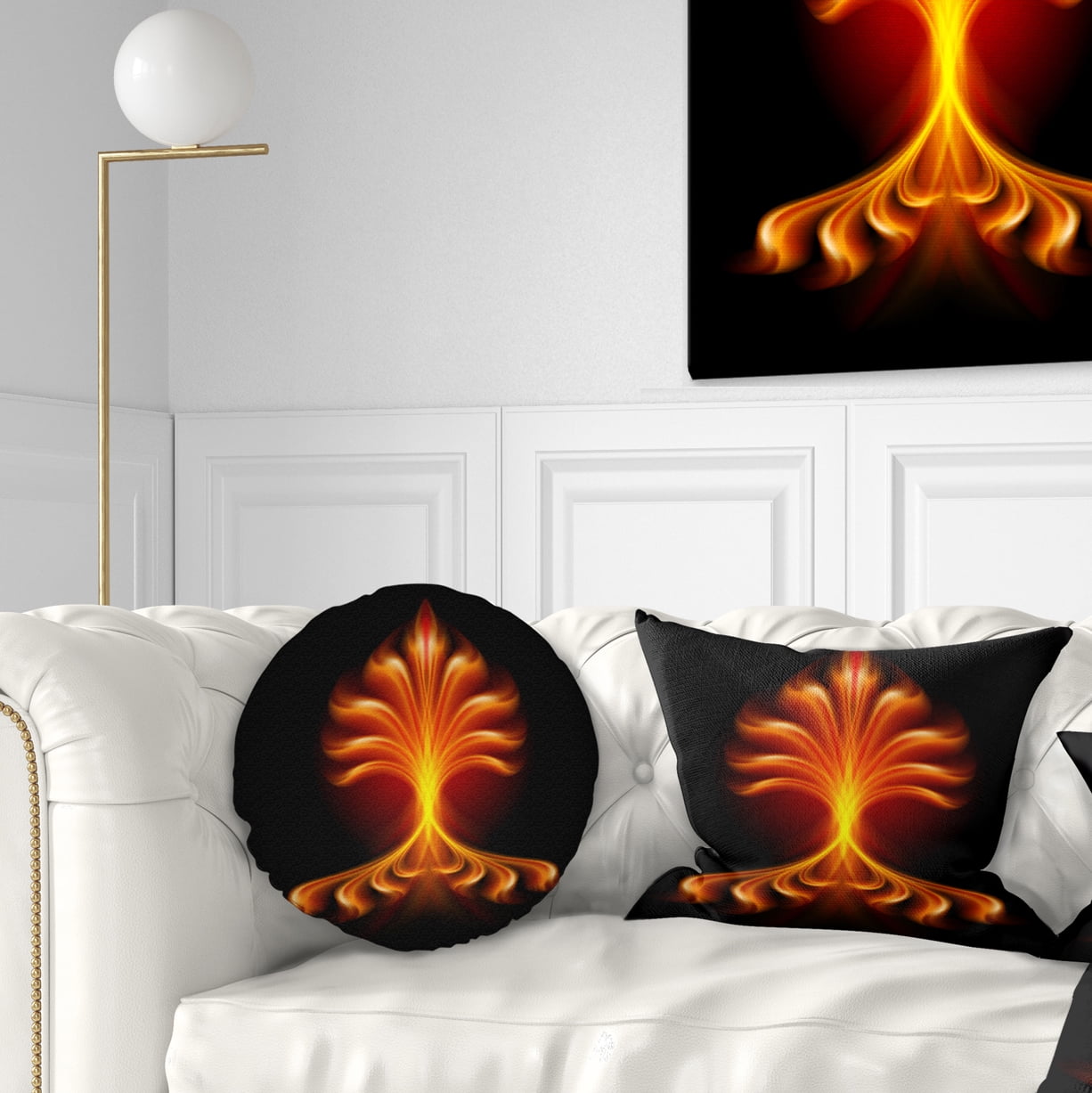Designart Fractal Fire Flower - Floral Throw Pillow - 12x20