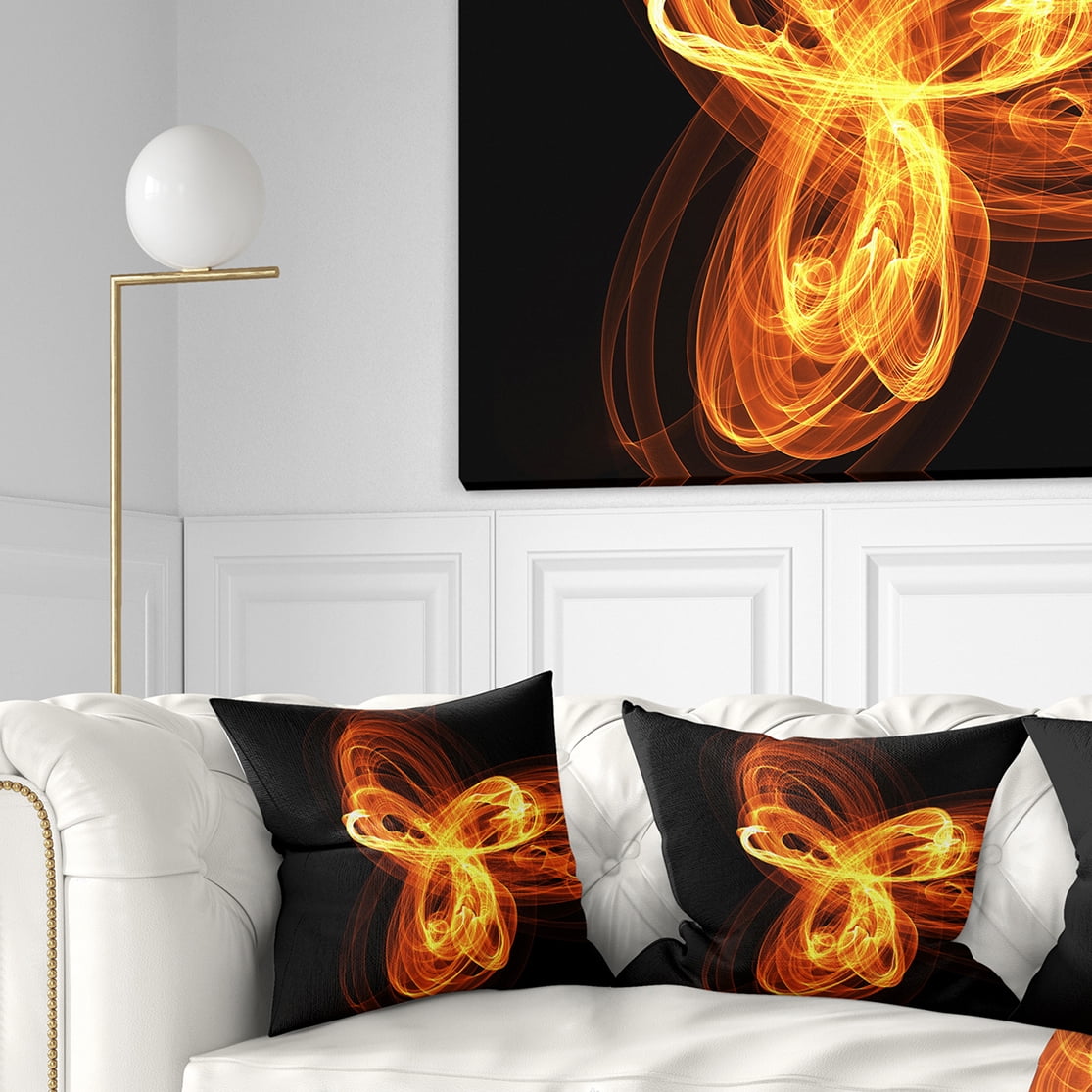 Designart Fractal Fire Pattern Painted in Air - Abstract Throw Pillow - 16x16