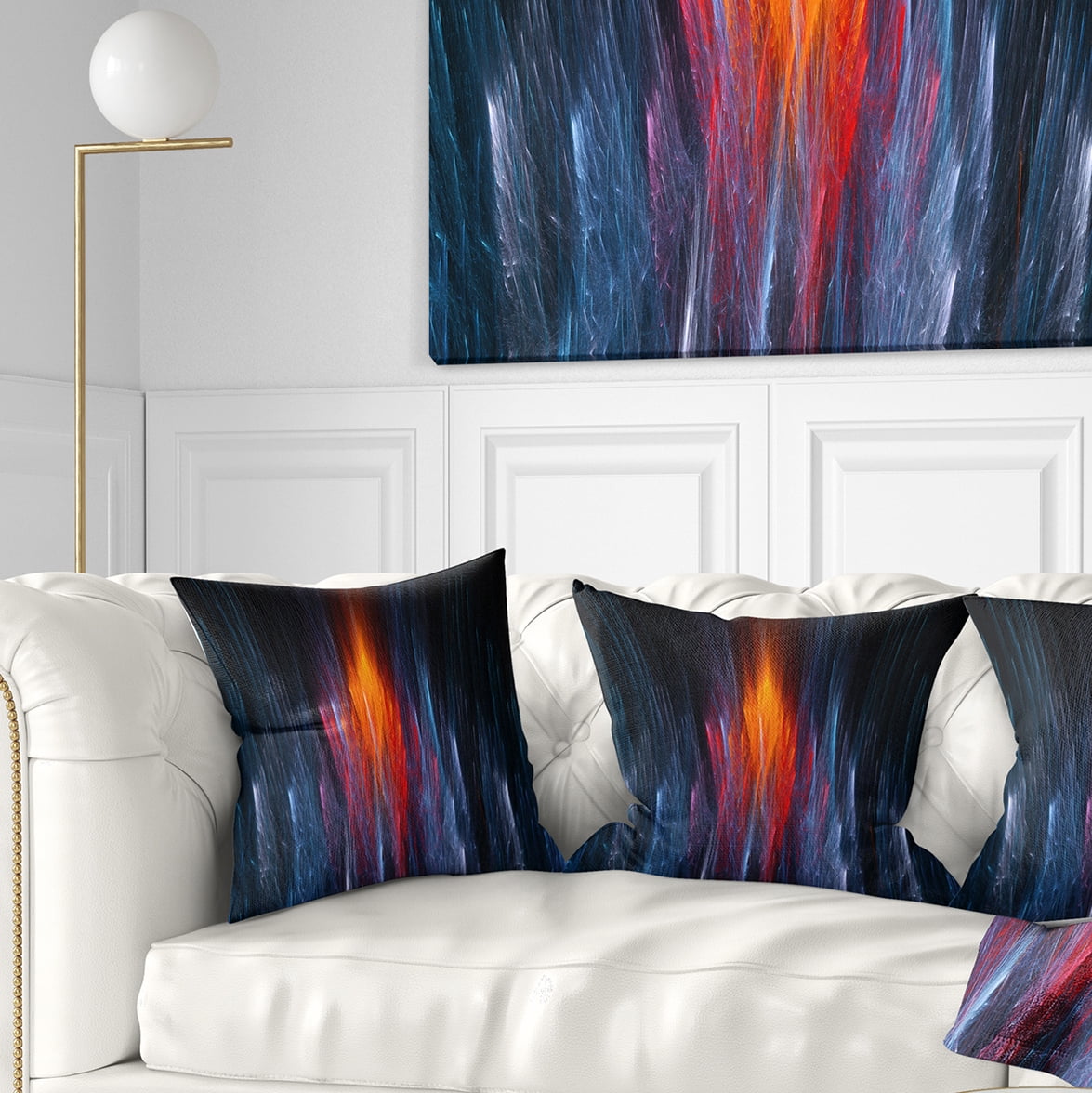 Designart Fractal Fire in Light Blue - Contemporary Throw Pillow - 16x16